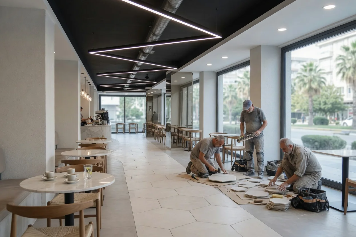 Denizli kafe tadilatı sonrası iç mekan görünümü