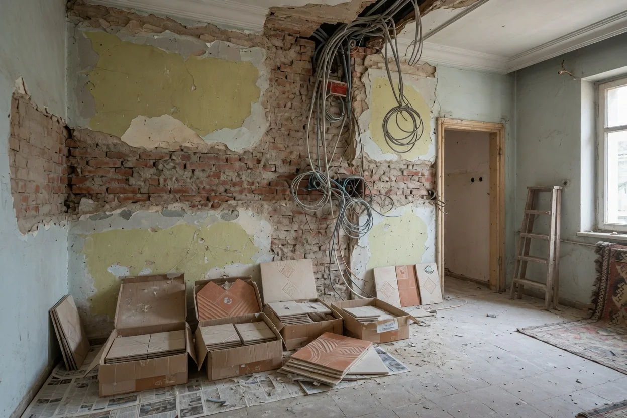 Denizli ev tadilatında tesisat ve seramik aşamaları
